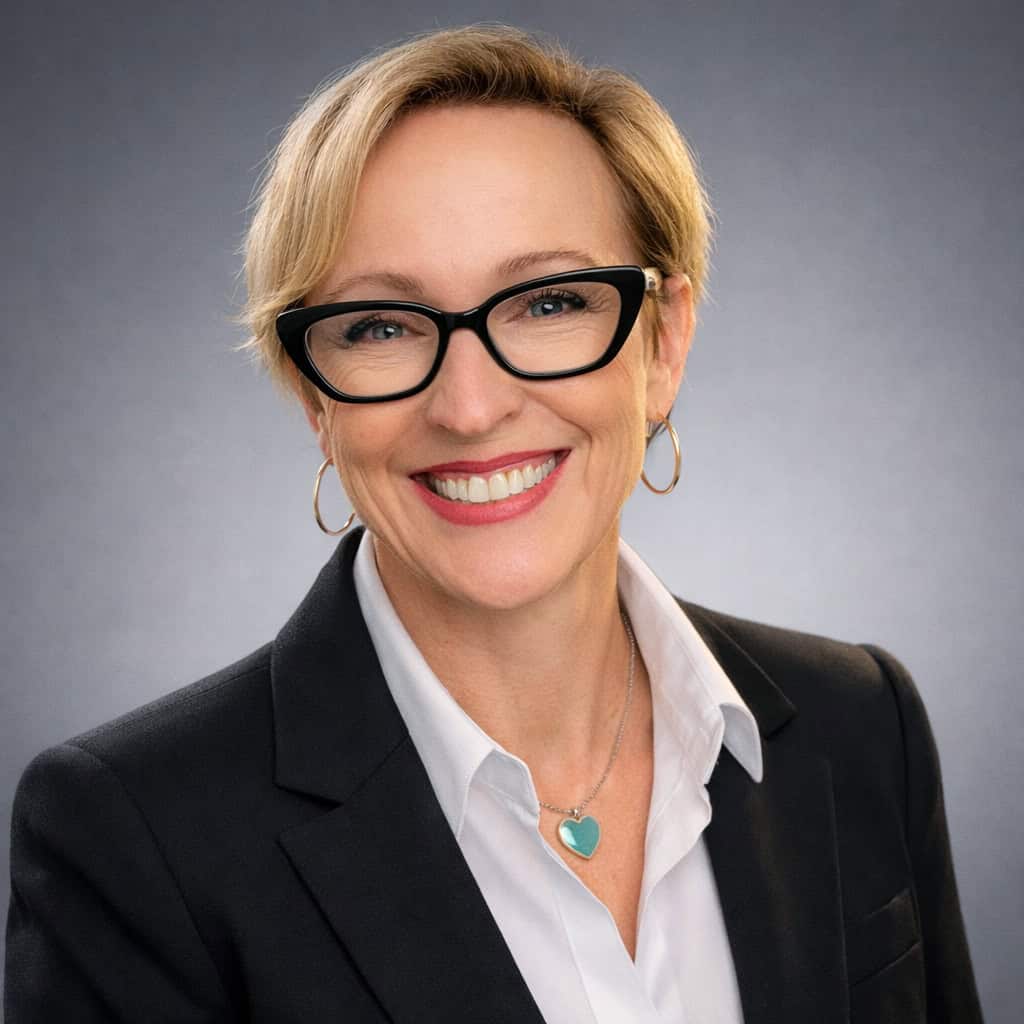 Headshot of Dr. Ac. Tammy Lalonde, CEO at Red Leaf Wellness Edmonton, wearing a black blazer, white collared shirt