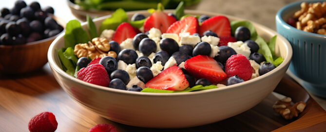 Mixed Berry and Walnut Salad with Ginkgo Biloba Dressing