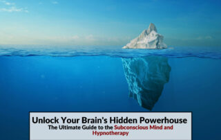 Iceberg model based on Freud's Theory of the Mind, with most of the iceberg submerged beneath the water, representing the subconscious. Article title is superimposed.