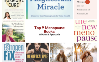 Collage of book covers on natural menopause approaches with the title 'Top 9 Menopause Books: A Natural Approach' in the center.