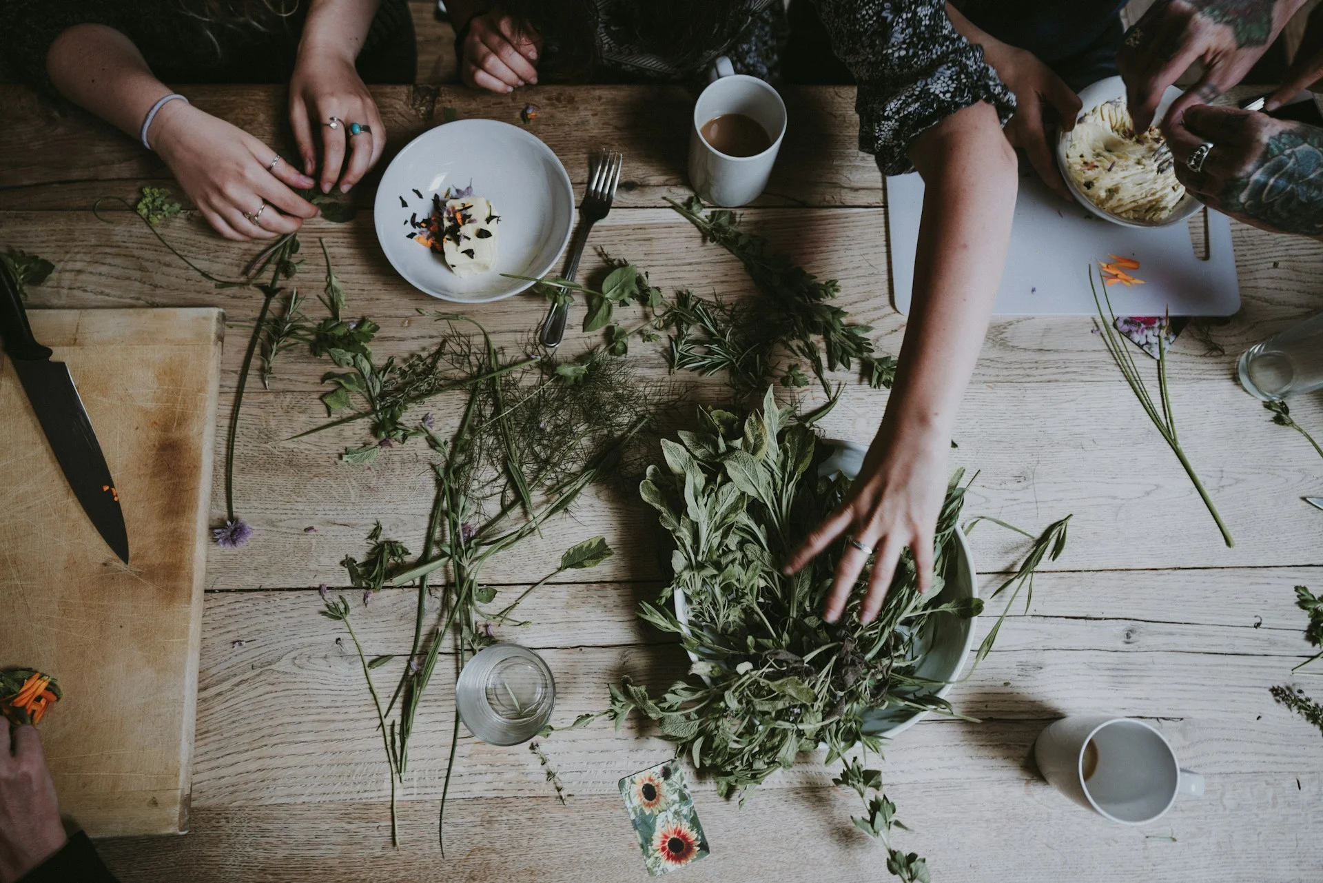 photo - herbs on the table and naturopath for pregnancy arranging them