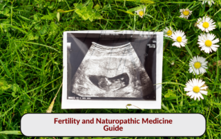 Ultrasound image on grass with flowers, representing fertility and the role of naturopathic medicine in reproductive health.