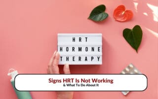Lightbox with 'HRT Hormone Therapy' on a pink background - Red Leaf Wellness Edmonton