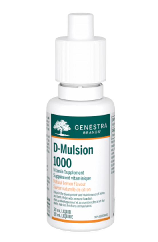 Genestra D-Mulsion 1000, vitamin D supplement in a 30 ml bottle