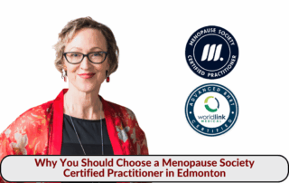 Dr. Lalonde, Menopause Society Certified Practitioner in Edmonton, with NAMS and BHRT certification badges.